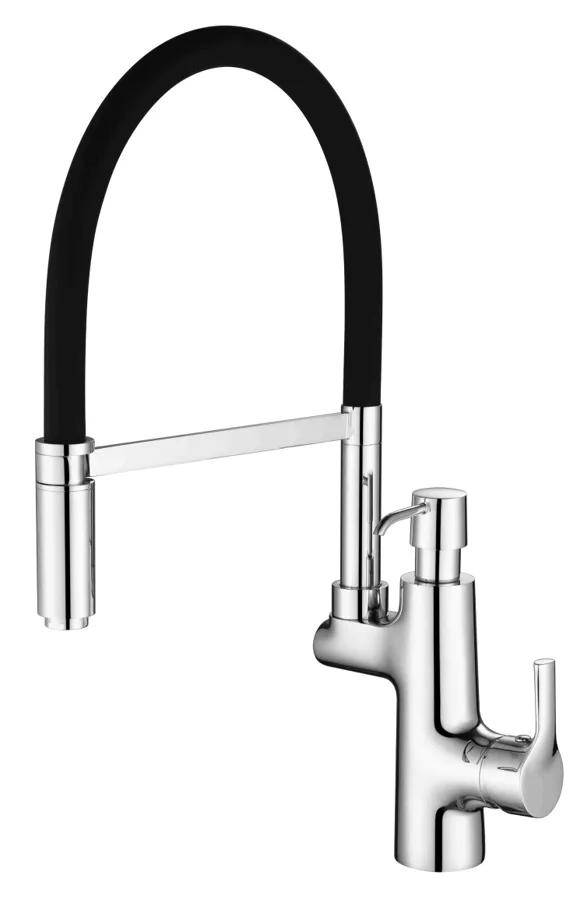 Robinet de cuisine avec flacon de savon liquide